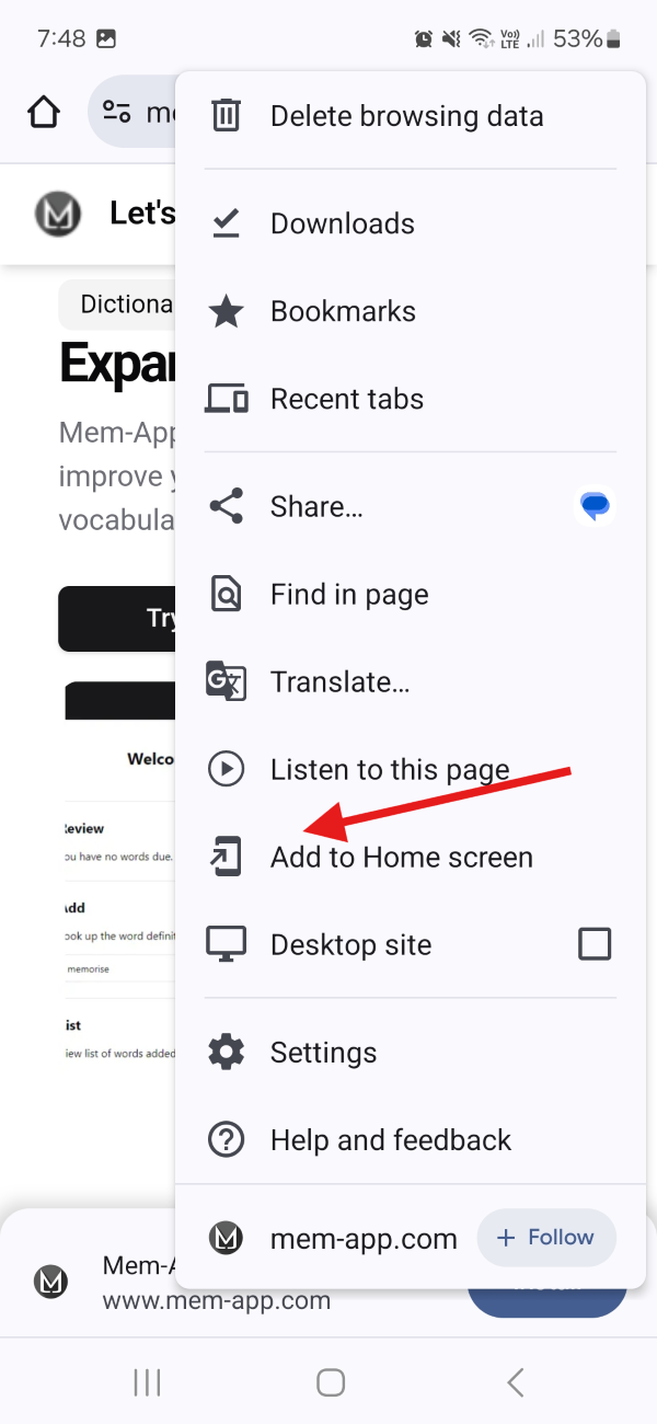 Install Mem-App on Android Mobile Screenshot